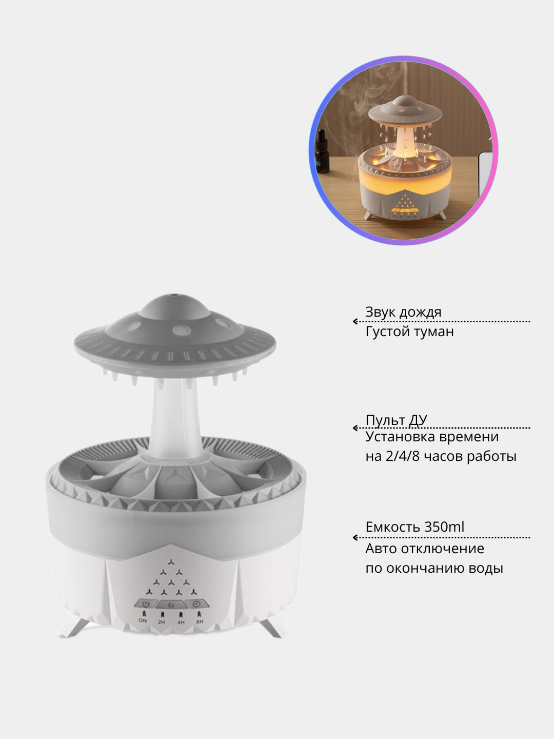 Ночник, аромадиффузор, увлажнитель воздуха, ароматизатор, эффект дождя, c  пультом купить по низким ценам в интернет-магазине Uzum (881962)