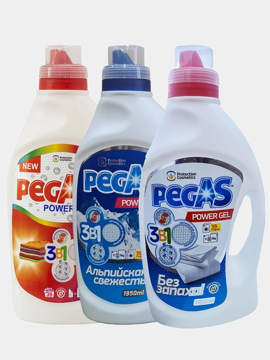 Yuvish uchun gellar to'plami Pegas Gel, 117 marta yuvish uchun, 5.85 litr