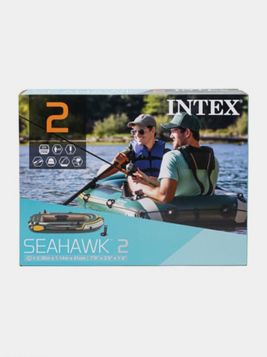 Надувная летняя лодка для рыбалки и отдыха на воде Intex Seahawk 2 ...