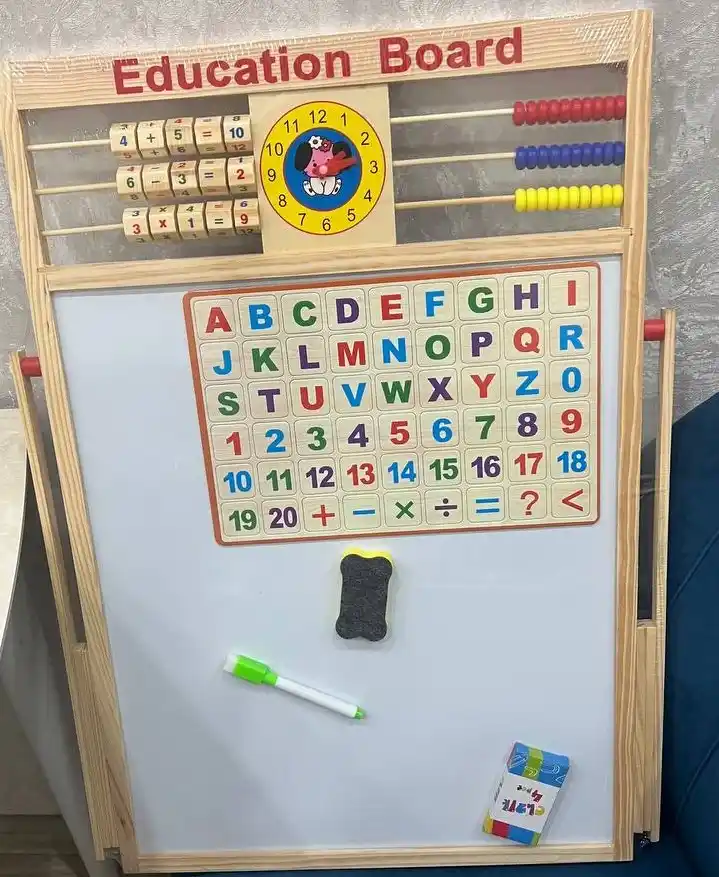 Bo'r va marker bilan chizish uchun magnit doska NikaKids, ikki tomonlama, bolalar uchun
