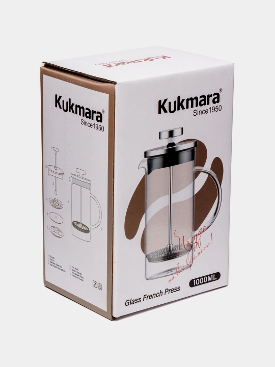 Стеклянный чайник French Press Kukmara, 1 л