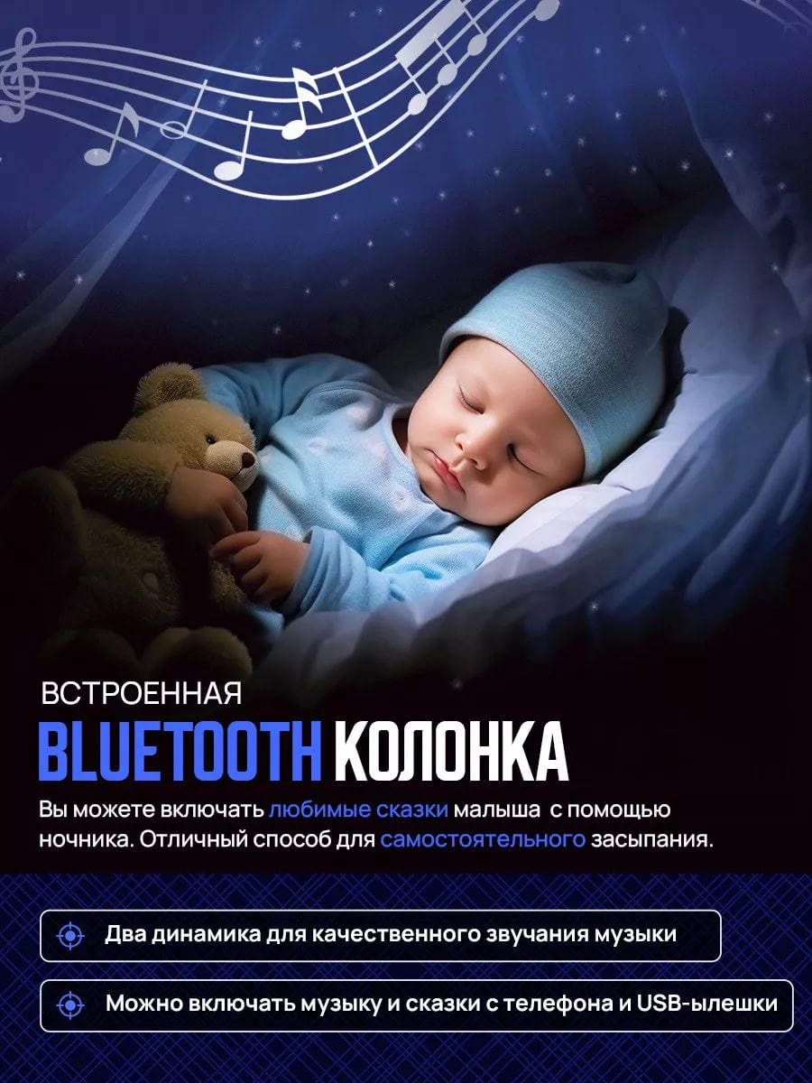 Ночник - проектор звёздного неба, Bluetooth колонкой и пультом купить по  низким ценам в интернет-магазине Uzum (837891)