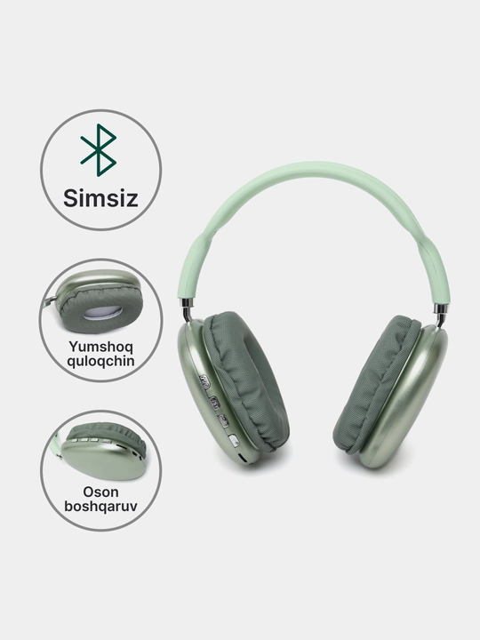 Simsiz quloqchinlar Pods Max, to'liq o'lchamli va yumshoq, Bluetooth 5.0