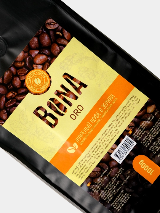 Qahva donalarda Bona Oro, Arabika, qovurilgan tabiiy kofe, 1000 g