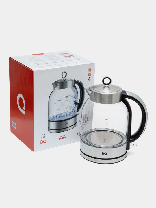 Чайник электрический BQ KT1845G,2200Вт, из стекла, объем 1.7 л, с подсветкой, голубой