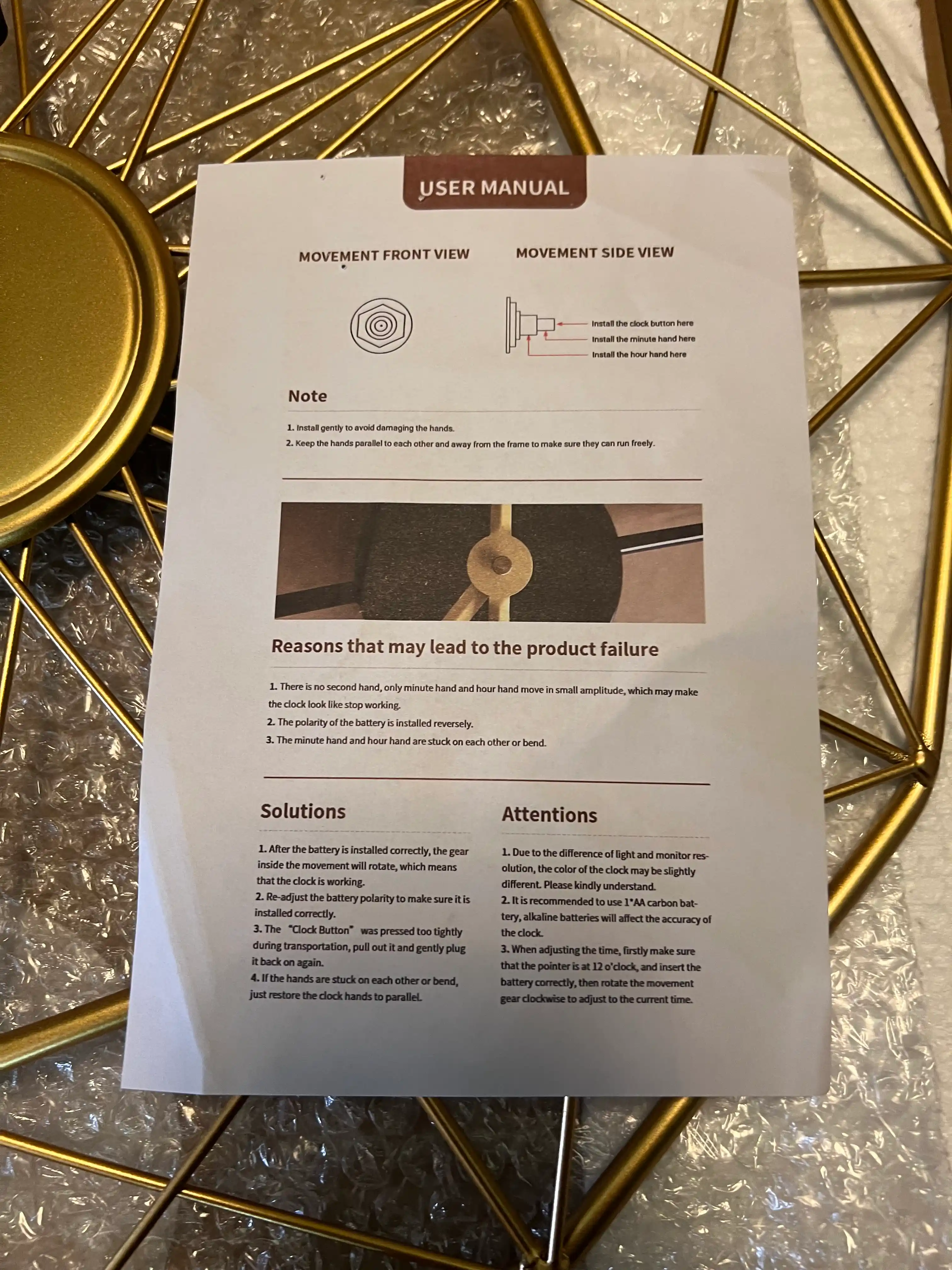 Katta tovushsiz devor soati, 50 sm