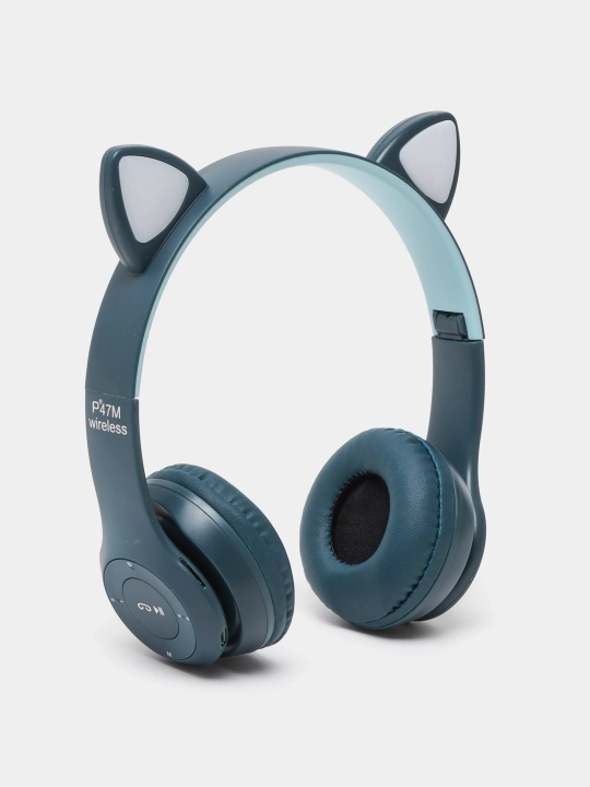 Simsiz quloqchinlar bolalar uchun Cat Ear P47M, yorqin quloqlari bilan