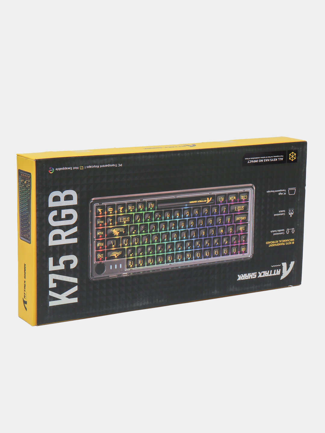 Механическая клавиатура Attack Shark K75, с белыми свитчами и RGB ...