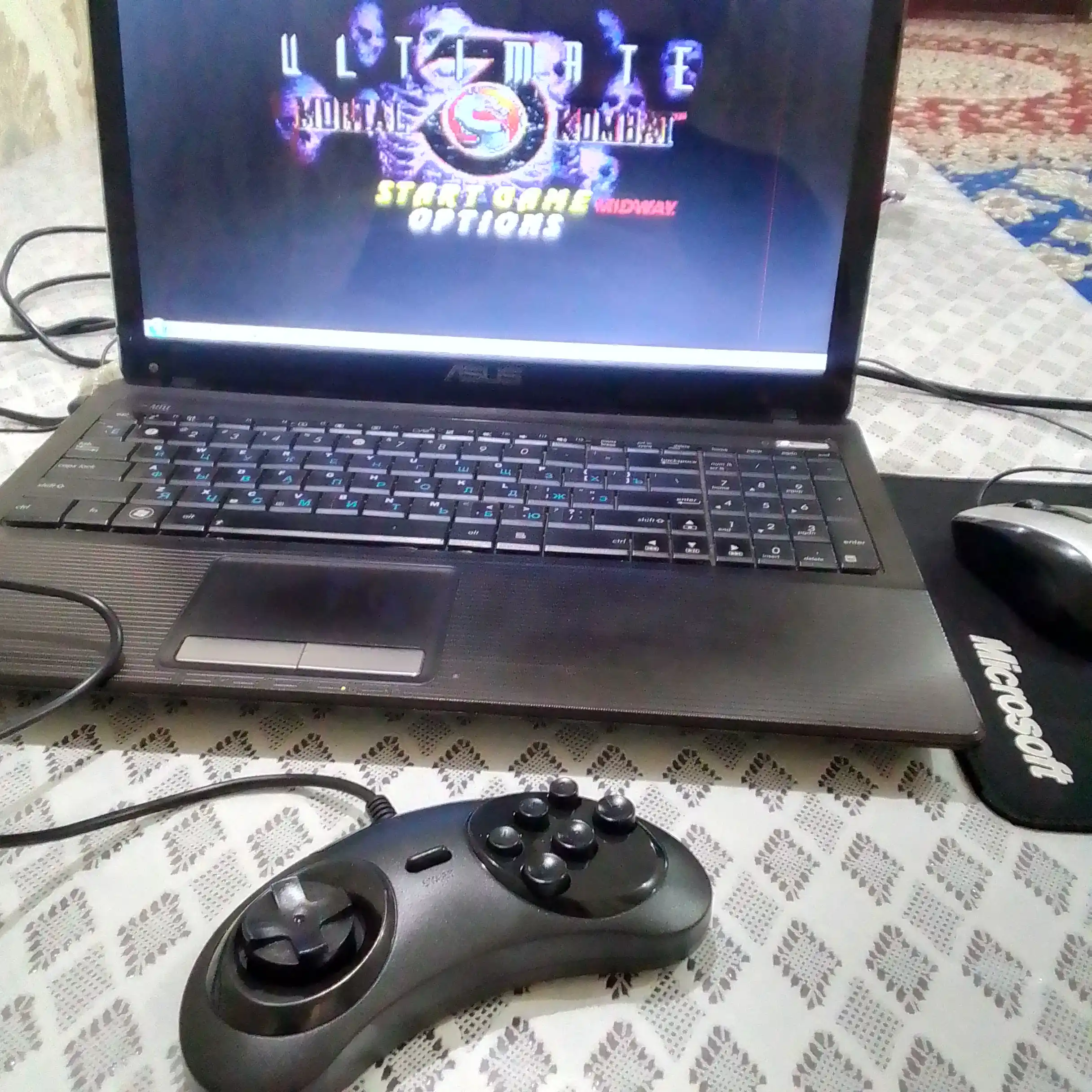 USB Sega 16-bit gamepad, kompyuter uchun, qora rang, retro kontroller