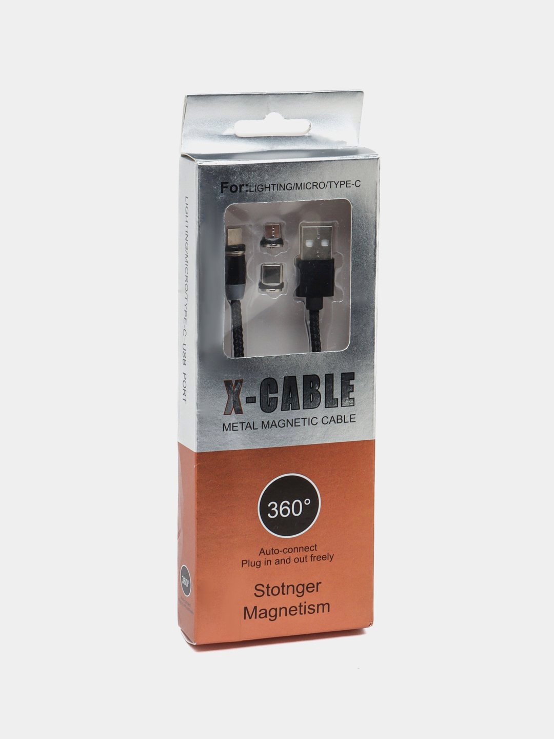 Магнитный зарядный кабель X-cable 360, металл, USB 3 в 1 Micro ...