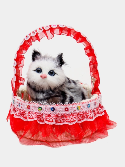 Игрушка-кукла Кот в корзине, со звуками мяуканья — MKIDS7-CATS-ВИШН