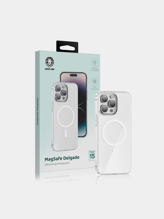 Shaffof g‘ilof Green Lion Magsafe Delgado, iPhone 18, 17, 16 Pro/Pro Max / Air uchun