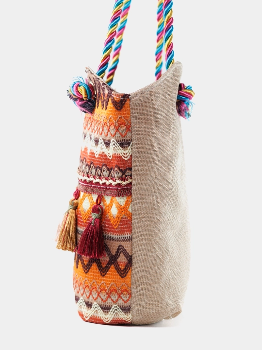 Ayollar uchun sumka-shopper, boho uslubida, har kunli, yelka ustida