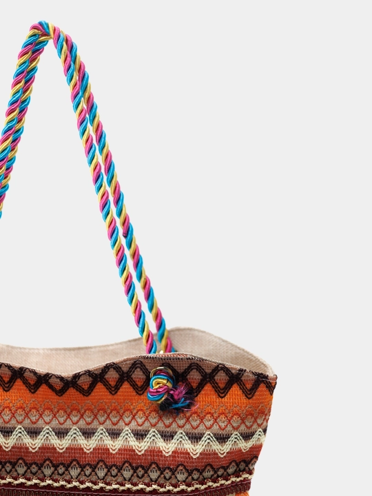 Ayollar uchun sumka-shopper, boho uslubida, har kunli, yelka ustida
