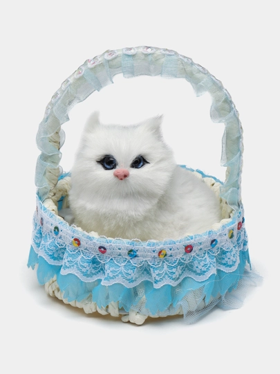 Игрушка-кукла Кот в корзине, со звуками мяуканья — MKIDS7-CATS-ГОЛУБ