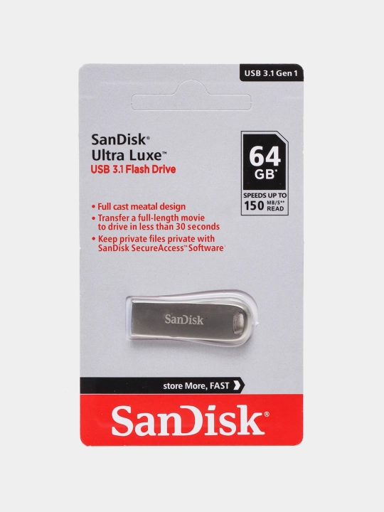 Флешка SanDisk Ultra Luxe USB 3.1, 64 ГБ