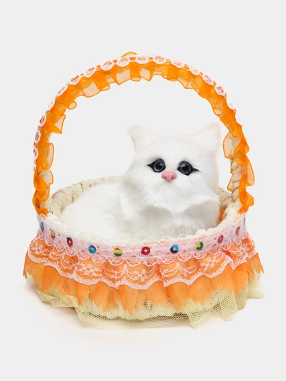 Игрушка-кукла Кот в корзине, со звуками мяуканья — MKIDS7-CATS-ЖЕЛТ