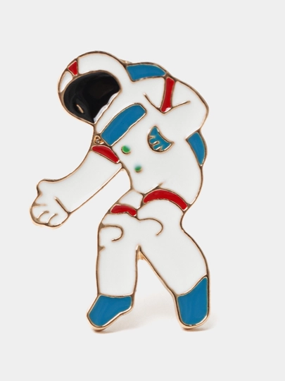 Металлические значки, пин на одежду "Космонавт, ракета, планеты, космос, NASA, луна" — МИРКАНЦ-SPACE-СЕРЫЙ