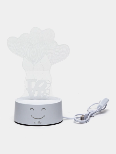 3D светильник, ночник светодиодный LED, USB, 18 видов — SMILEE-3XLRANG-ГОРЧИЧ