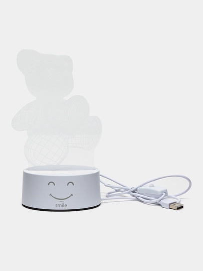 3D светильник, ночник светодиодный LED, USB, 18 видов — SMILEE-3XLRANG-СЛНКОСТ