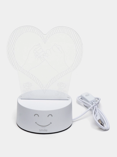 3D светильник, ночник светодиодный LED, USB, 18 видов — SMILEE-3XLRANG-КРЕМОВ