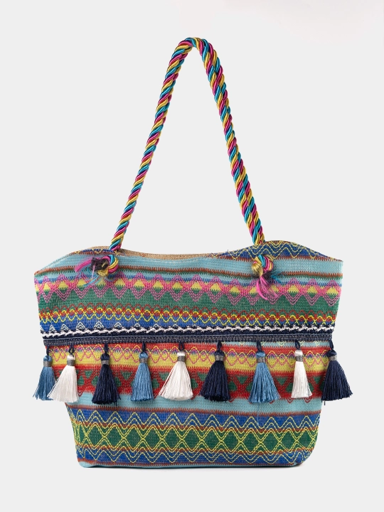Ayollar uchun sumka-shopper, boho uslubida, har kunli, yelka ustida - 