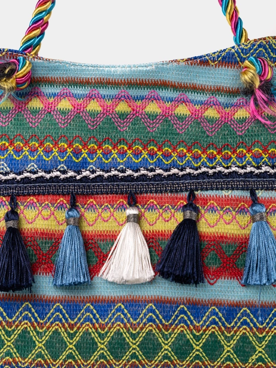 Ayollar uchun sumka-shopper, boho uslubida, har kunli, yelka ustida