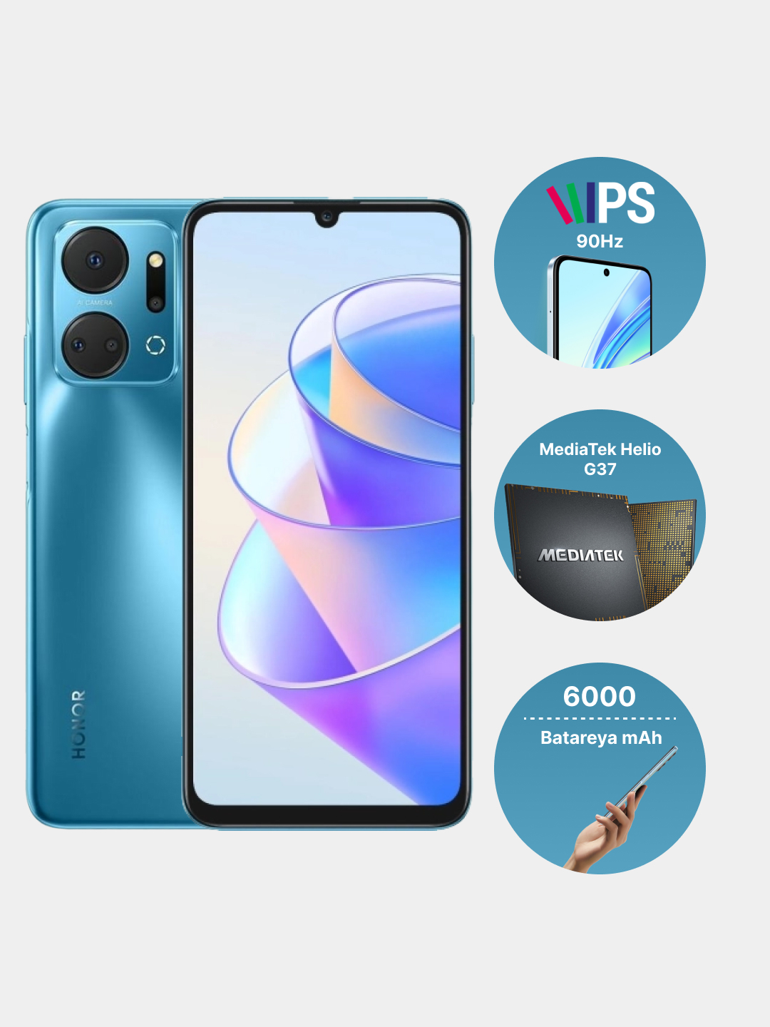 Смартфон Honor X7a Plus 6/128 GB большой 6.74" FullHD экран, LTE купить ...