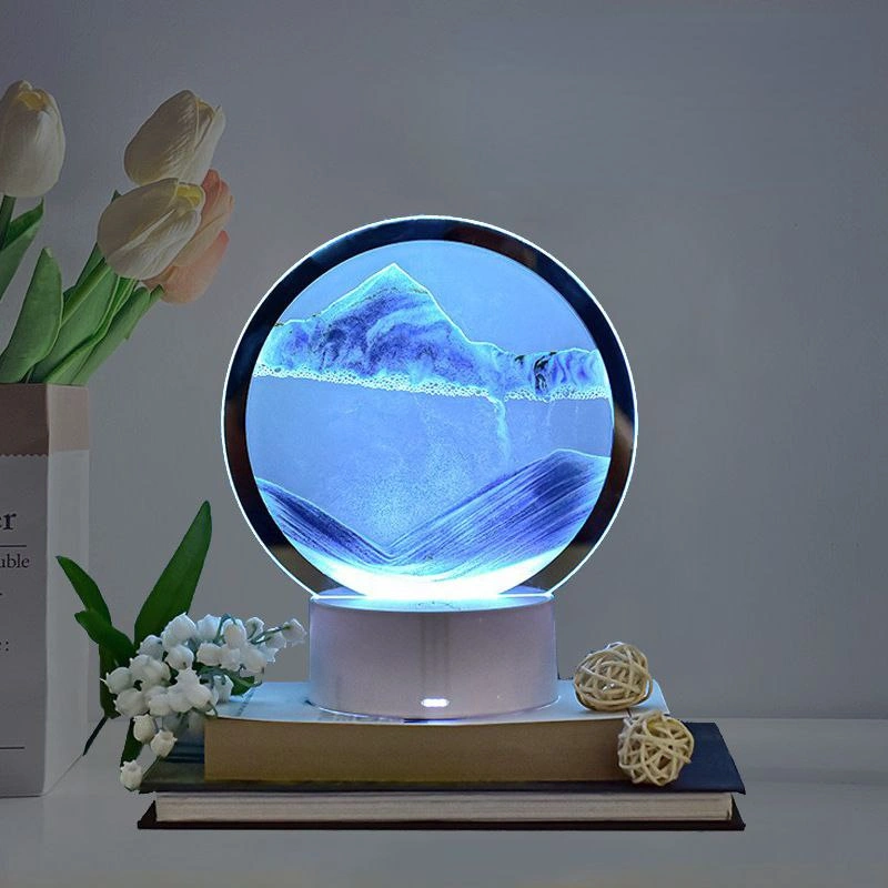 3D ночник настольный светодиодный светильник с зыбучием песком, 7 цветов, от батареек,USB фото