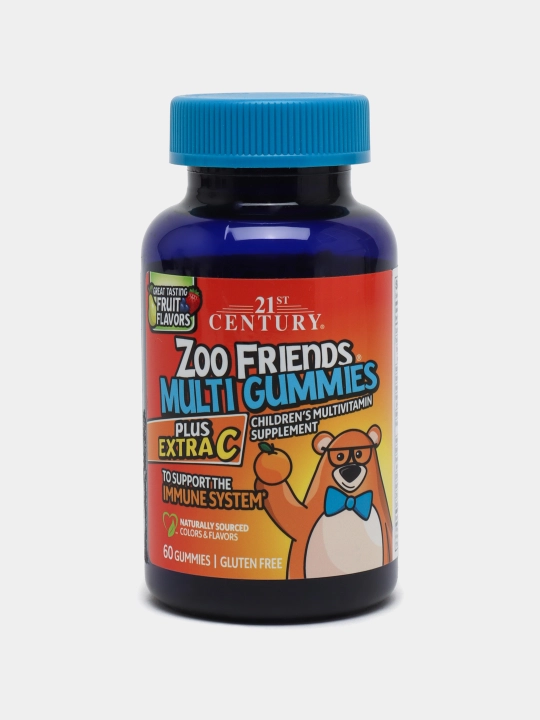 21st Century, Zoo Friends, мульти витаминные жевательные мармеладки, 60 шт - 