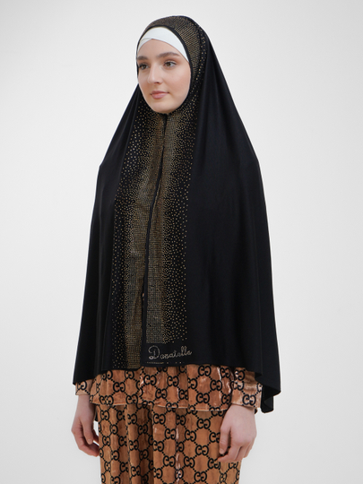 Trikotajli hijobli sharf, toshli  - 