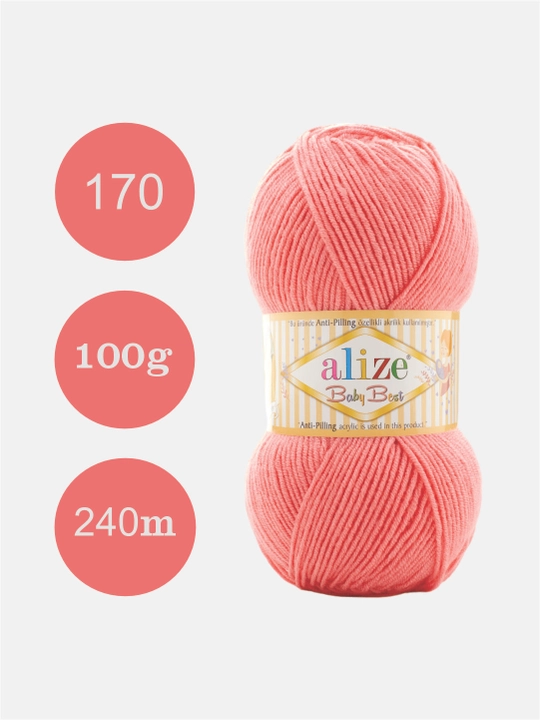 To'qish uchun ip Alize Baby best, 10% bambuk 90% akril, 100 gr, 240 metr - 