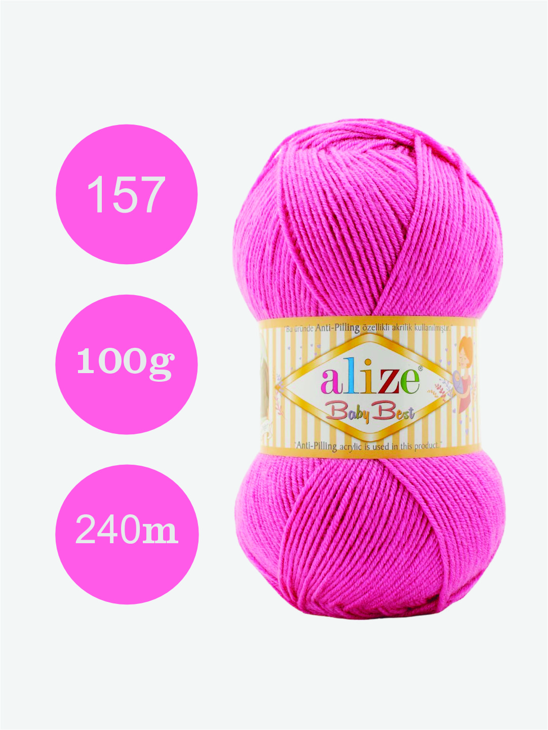 To'qish uchun ip Alize Baby best, 10% bambuk 90% akril, 100 gr, 240 metr - 