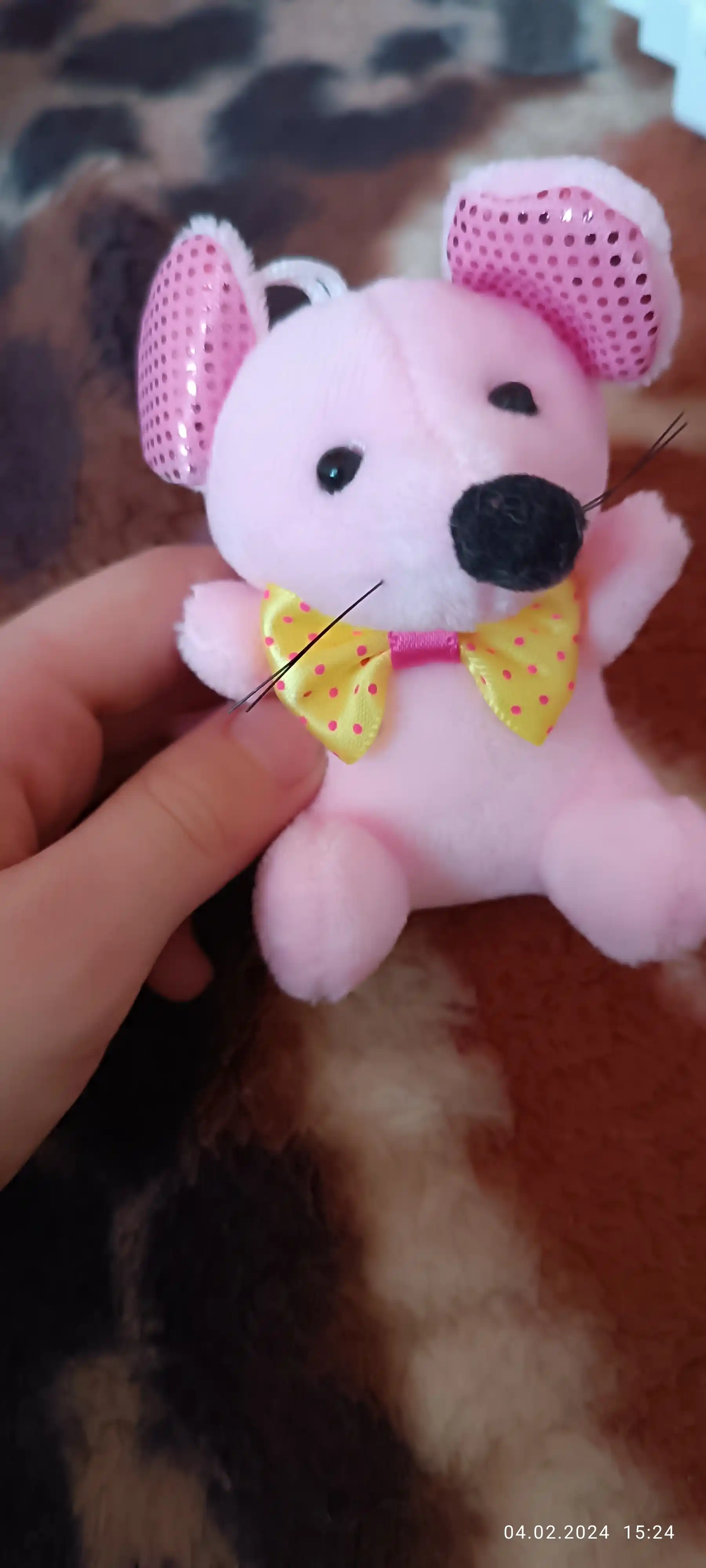 Мягкая игрушка брелок, мышонок с бантиком, 8 см
