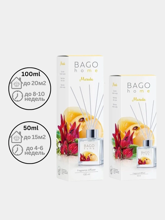 Tabiiy xushbo'y diffuzor BAGO home, 50 ml, 100 ml