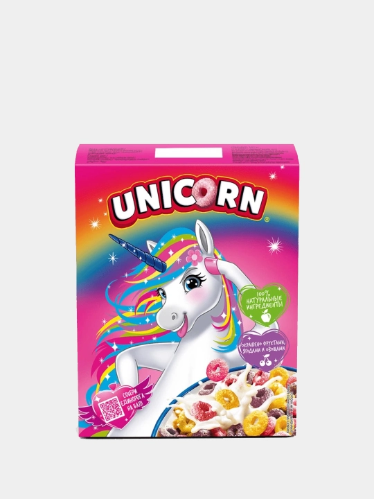 Готовый завтрак Kelloggs Unicorn, радужные колечки, 195 г