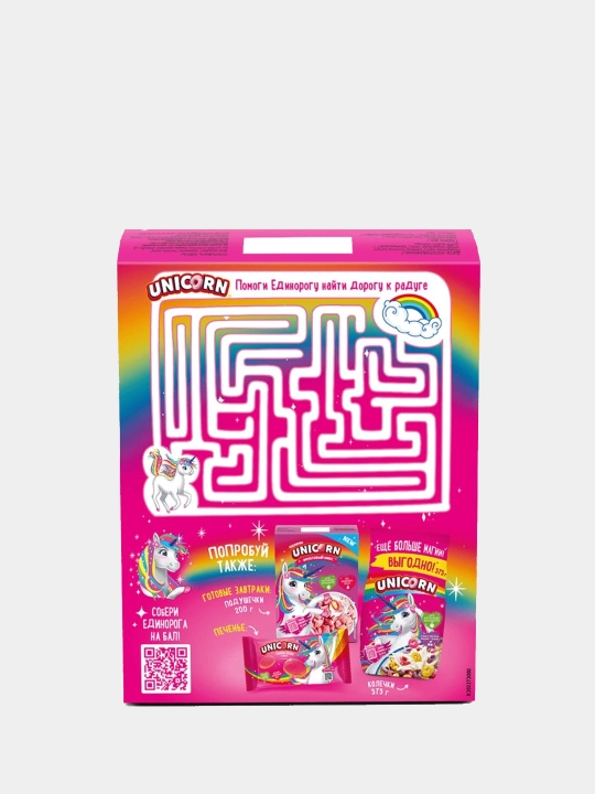 Готовый завтрак Kelloggs Unicorn, радужные колечки, 195 г