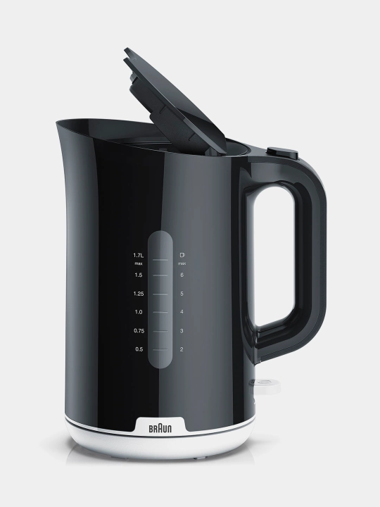 Braun Breakfast 1 WK1100BK elektr choynak, 1,7 l, 2200 Vt, filtr, avtomatik o‘chirish