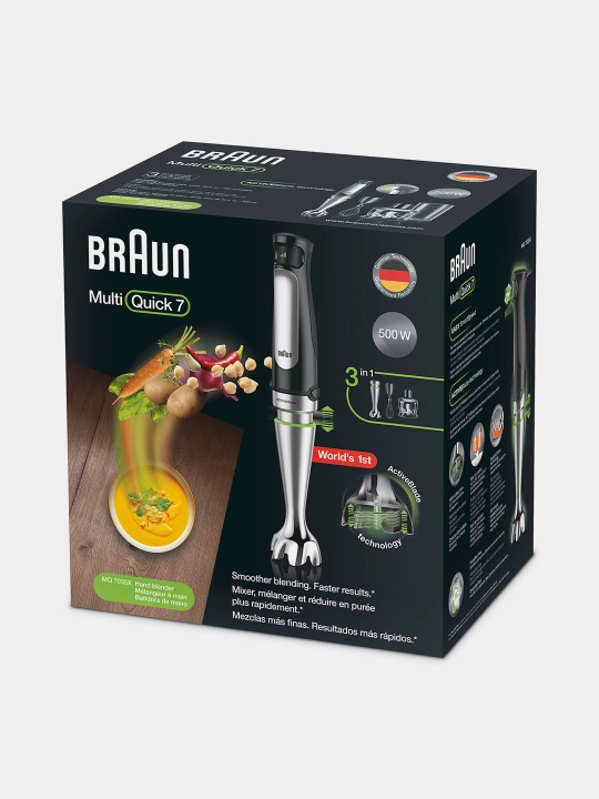 Braun MQ7035 850 Vt qo‘l blenderi ActiveBlade SmartSpeed PowerBell Plus