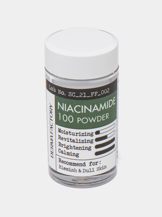 100% niatsinamidli yengillashtiruvchi qoshimcha-upa DERMA FACTORY Niacinamide 100 Powder, 9 g