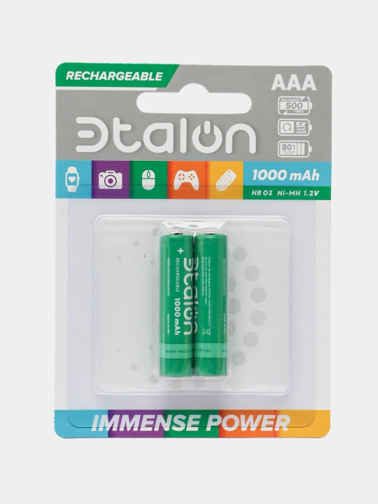Akkumulyatorlar batareyalar Etalon (Эталон) AAA 2*BL (HR03) 1000 mAh, 2 dona. Pult, mishka