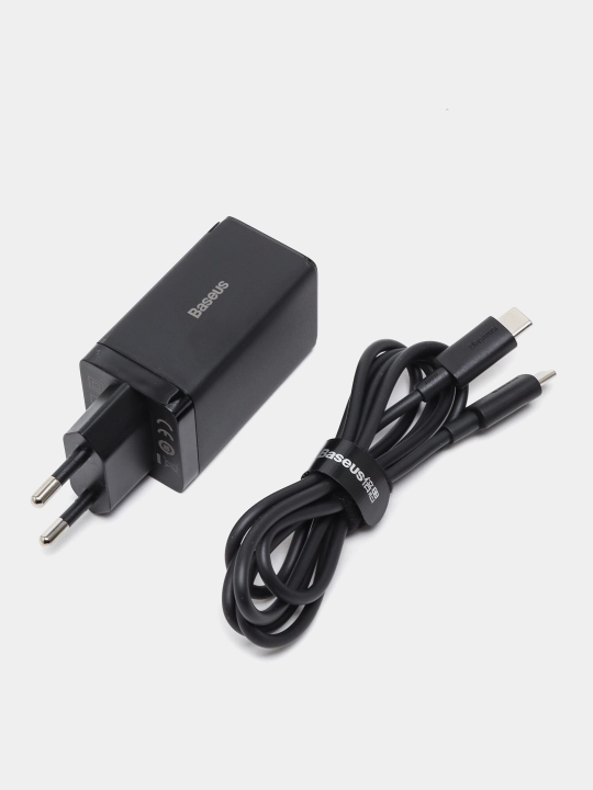 Сетевое зарядное устройство Baseus GaN5 Pro Fast Charger 2C+U 65 Вт EU 1 м с кабелем