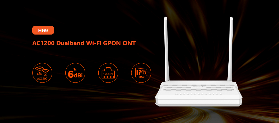 Модем Tenda HG9, GPON, ГИГАБИТ роутер, wifi 2.4Ghz/5Ghz, для ...