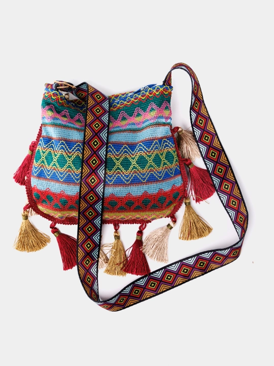 Sharqona boho uslubidagi ayollar sumkasi, kross bodi, tout