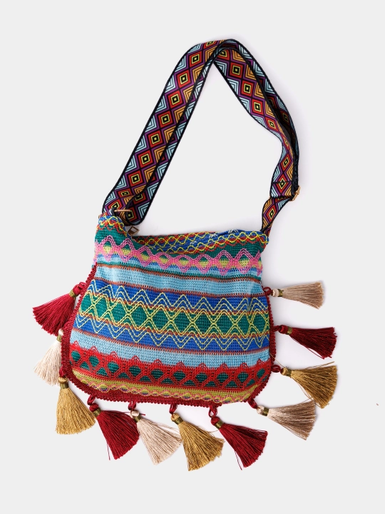 Sharqona boho uslubidagi ayollar sumkasi, kross bodi, tout