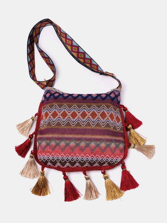 Sharqona boho uslubidagi ayollar sumkasi, kross bodi, tout