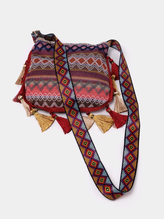 Sharqona boho uslubidagi ayollar sumkasi, kross bodi, tout