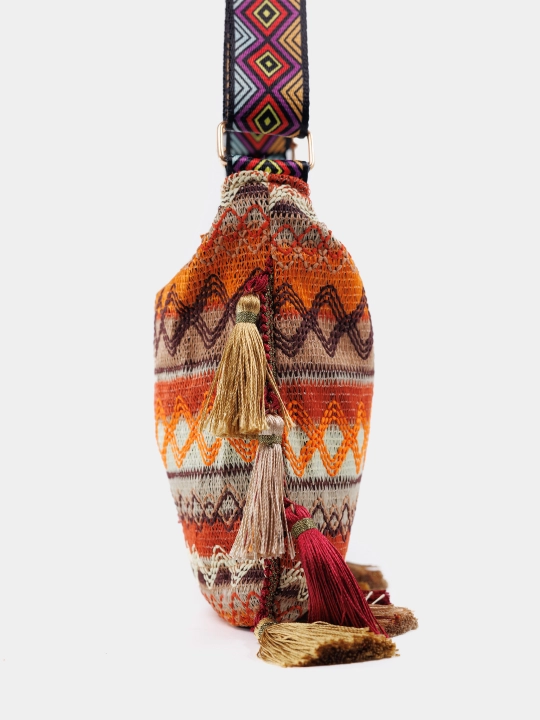 Sharqona boho uslubidagi ayollar sumkasi, kross bodi, tout