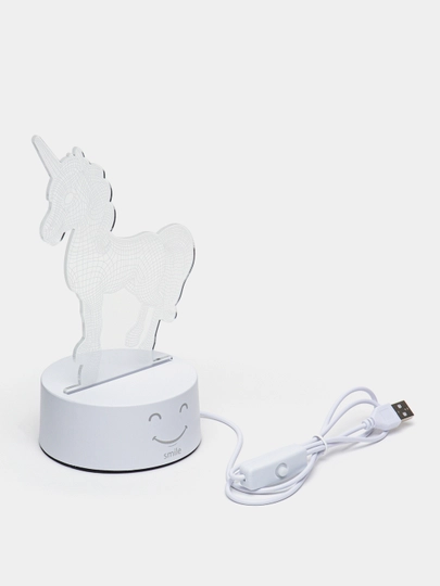 3D светильник, ночник светодиодный LED, USB, 18 видов — SMILEE-3XLRANG-БЕЛЫЙ