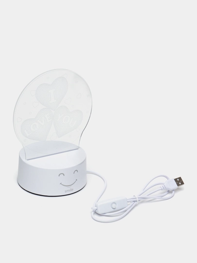 3D светильник, ночник светодиодный LED, USB, 18 видов — SMILEE-3XLRANG-БЕЖЕВ